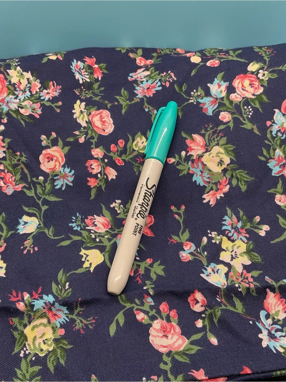 Navy Floral Cotton Blend Fabric 4 Yards 60 inches Wide